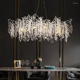 Chandeliers Dining Room Luxury Glass Led Pendant Lights HangingChrome Aluminium SuspendArt Deco Bar Drop Light Fixtures Lamp