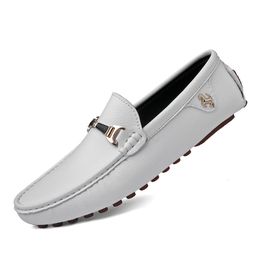 Dress Shoes White Loafers Men Handmade Leather Shoes Black Casual Driving Flats Blue SlipOn Moccasins Boat Shoes Plus Size 47 48 230509