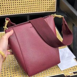 Soft Grain Leather SANGLE Bucket Bag Handbag Shoulder Crossbody Travel shopping Bag women's Fashion Classic