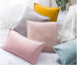 Pillow Luxurious Chenille Cover Home Deco Pink Grey Yellow Border 45x45cm Velour Pillowcase Decorative Pillowsham