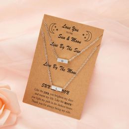 Pendant Necklaces Silver Colour Chain Stainless Steel Necklace Choker Moon Sun Couple For Women Men Girl Boys Lady Valentine's Day Gift