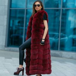 Women's Vests Whole Leather Natural Fur Coat Square Vest Extended Bread-Shape Long-Cut Winter