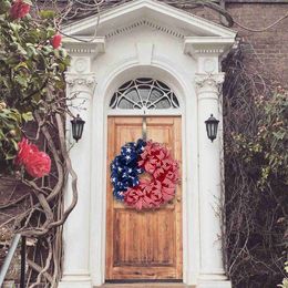 Decorative Flowers Wreaths US National Day Independence Day wreath door hanging home fabric decorations window props 30CM T230515