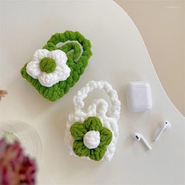 Storage Bags Cute Flower Earphone Bag Headphones Boxes Hand-woven Data Cable Case Earbud Accessories