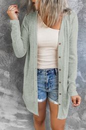 Women Solid Colour Open-Front Buttons Cardigan