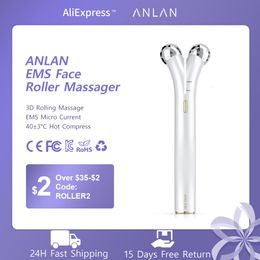 Home Beauty Instrument ANLAN EMS Face Roller Electric V Massagers Microcurrent Lift Machine Slimmer Double Chin Massage Skin Care Tool 230511