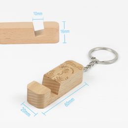 Wood Mobile Phone Stand Holder Wooden Keychain Holder Desk Accessories Wooden Phone Holder