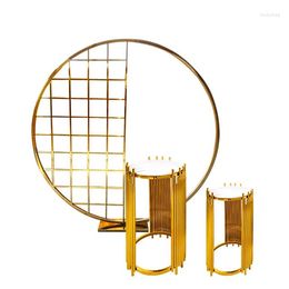 Party Decoration 3pcs/set)No Big Circle) Mariage Wedding Stainless Steel Arch Flower Stand Gold Yudao1958