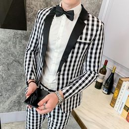 Men's Suits 2023 European And American Autumn Slim-fit Large Plaid Long-sleeved Suit Business Banquet