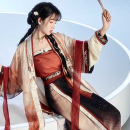 Ethnic Clothing Red Hanfu Dress Chinese Traditional Ancient Clothing For Women Adult Folk Dance Comes Song Dynasty Princess Clothes DQL6952 G230428