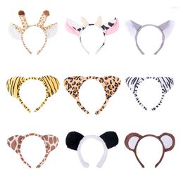 Party Decoration Kids Plush Cartoon Animal Giraffe Tiger Panda Headband Ear Tail Bow Gift Birthday Wedding Baby Shower Supplies