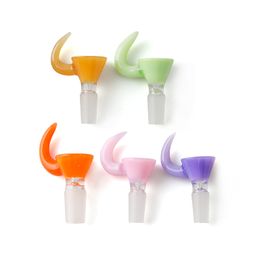 14mm 18mm Male Glass Bowl With Horn Colored Glass Bowls Bong Bowl Piece Smoking Accessories For Tobacco Dab Rigs Glass Water Bongs Pipes