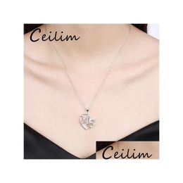 Pendant Necklaces Fashion Jewellery Heart Zircon Gold Colour Crystal Mother Mom Charm Long Chain Necklace For Women Christmas G Dhgarden Dh02R