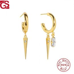Hoop Earrings For Women Personality Cone Shape Zircon Pendientes 925 Sterling Silver Earring Stylish Brincos Fine Jewellery & Huggie