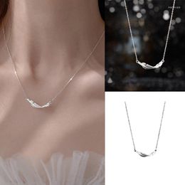 Pendant Necklaces Silver Colour Feather Necklace For Women 2023 Korean Luxury Design Choker Minimalist Girlfriends Jewellery Gift