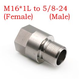 M16*1L Female To 5/8-24 Male Fuel Filter Adapter Stainless Steel Thread Adapter Solvent Trap Threads Changer SS Screw Converter