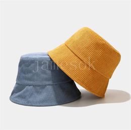Corduroy 5 Solid Colors Simple Bucket Cap Corded Couples Fisherman Tide Hat Spring Fall Winter Outdoor Sun DB619