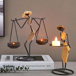 Candle Holders Nordic Style Home Decor Creative Elegant Woman Iron Candlestick Wedding Decoration Table Centerpieces Christmas Gift