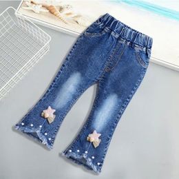 Jeans Baby Girls Boot Cut Jeans Kids Fall Clothes Casual Denim Pants Toddler Girl Bell Bottoms Lolita Style Modern Flared Trousers 230512