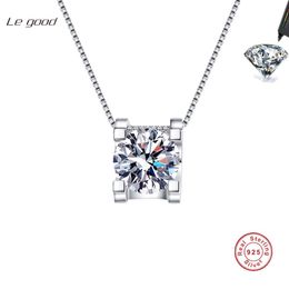 2023 Hot Real Moissanite Necklace 1Ct 2CT Pendant Necklace Women Girls Birthday Gift 925 Sterling Silver Fine Jewellery