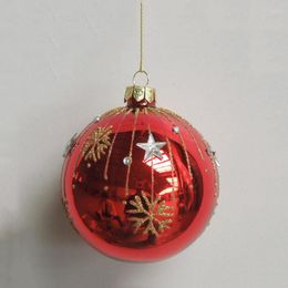 Party Decoration 12pcs/pack Diameter 8cm Gold Snowflake Christmas Tree Globe Window El Shopping Wedding Festival Hanging Ornament