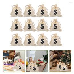 Gift Wrap 12 Pcs Dollar Drawstring Bag Clothing Storage Bags Burlap Pouch Halloween Small Money Canvas Party