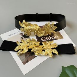 Belts Women's Goldfish Belt Gold Flowing Exquisite Grand Brand Carved Leather Female For Lady Women