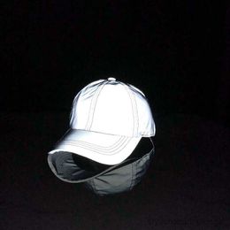 Ball Caps New Outdoor Sports Club Party Silver Grey Reflective Luminous Fishing Caps Adult Reflective Baseball Cap Gorras Bisbol