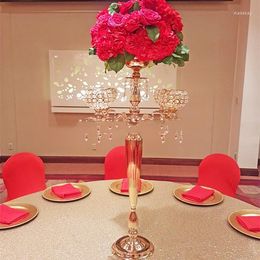 Party Decoration 12pcs)crystal Glass Candelabra Table Flower Stand Centrepieces For Wedding Event 5 Arm Yudao1221