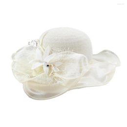 Wide Brim Hats Elegant Beach Hat Sun Visor Protection Women UV-proof With Feather Decorative