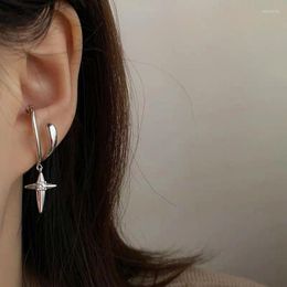 Backs Earrings Jesus Cross Pendant Ear Clips For Women Silver Colour Non Piercing Clip Ladies Cool Personality Hip Hop Jewellery Gift