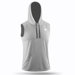 LU LU T Sports Outdoor Mens Hooded Sleeveless Shirt Quick Dry Sweat wicking Short Top Men Wrokout Ll op