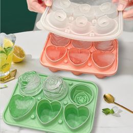 Ice Cream Tools Flower Love Ice Mould Tray Silicone Mold Cube Cake Set Chocolate Making Decor Grade Food Party Rose Ice Candy Ball Jelly Heart 230512