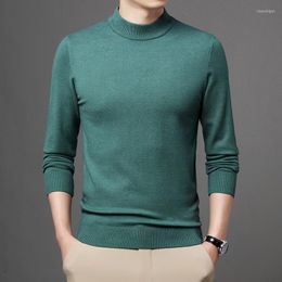 Men's Sweaters Mens Mock Neck Sweater Autumn & Winter Knit Tee Shirts Long Sleeve Solid Knitwear Male Pullover Slim Fit Clothing Jumpers