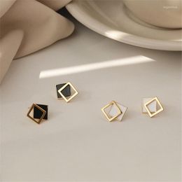 Stud Earrings Japanese And Korean Simple Small Geometric Square 925 Silver Needle Hypoallergenic Non-fading Holiday Gift