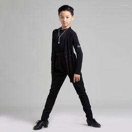 Stage Wear Latin Dance Tops Boys Long Sleeve Ballroom Practise Salsa Dancing Outfit Modern Performance Costume DL8496