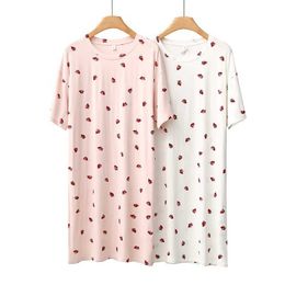 Women's Sleepwear Kuzuwata 2023 Summer Sweet Little Sleepwear Modal Short Sleeve Loose Sleep Dresses Comfortable Cool Home Night Wear P230511