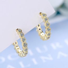 Hoop Earrings Luminous Cubic Zirconia Ear Buckles Classic Round For Women Birthday Gift Hyperbole Jewellery YIE138