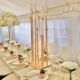 Party Decoration 10pcs)8 Heads Wedding Pedestal Display Table Stand 8 Head Clear Glass Candelabra Tall For O2034