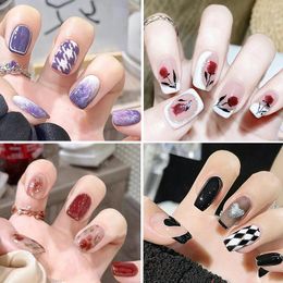 False Nails Sdotter Nail With Glue 24 Pieces Full Cover Artificial Tips French For Extension Manicure Accessorie