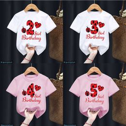 T-shirts Funny Red Ladybug Number 1-10 Tshirt Happy Birthday Gift T-Shirt Harajuku Kids Clothes Boys Girl Tshirt Short Sleeve Summer Top AA230511