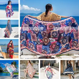 Women's Swimwear 90x180cm Thicken Twill cotton Pareo Beach CoverUp Large Dress Bikini Bathing Cover Up Sarong Wrap Scarf 230511