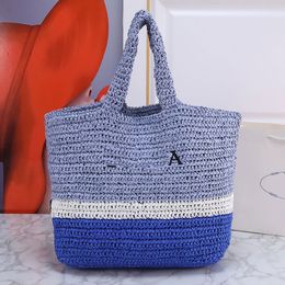 Fiber Tote Bag Hollow Out Straw Bags Summer Vacation Beach Handbags Vegetable Basket Raffia Women Casual Wicker Woven Shoulder Buckets Travel Clutch Purse