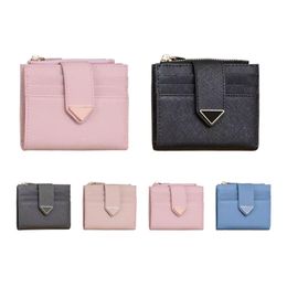 fashion woman Wallet Triangle Luxury Designer Saffiano Cardholder Key Coin Purses prad Wallets Genuine Leather mini purse Womens Mens Credit card pocket Organiser