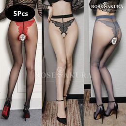 Women Socks 5Pcs Butterfly Crotch Multi-color Pantyhose Tights Shiny & Lustre Legs 0832