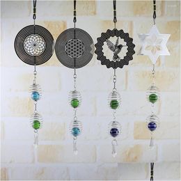 Decorative Objects Figurines Rotating Wind Chime Diy Hanging Pendant Waterproof Scpture Home Background Wall Decor Outdoor Patio B Dhdnm