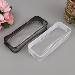 Clear Waterproof PVC Pencil Bag Zipper Pouch for School Students - Plastic Storage Box Pen Case Mini