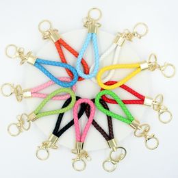 Creative Size 13CM Leather Rope Keychain Alloy Rotating Braided Leather Car Bag Keychain Jewelry Gift Accessories