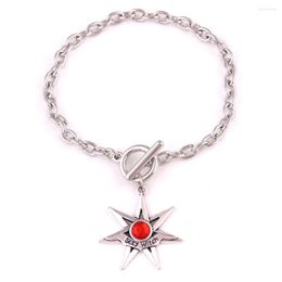 Charm Bracelets Female's Bracelet Bangle Link Chain Sexy Witch Written Seven Pointed Stars With Colourful Crystal Zinc Alloy Drop