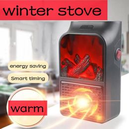 Fans Portable 500W Electric Plugin Heater Ceramic Space Heater Electric Heater For Home Fan Thermostat Control Fireplace Heater 2022